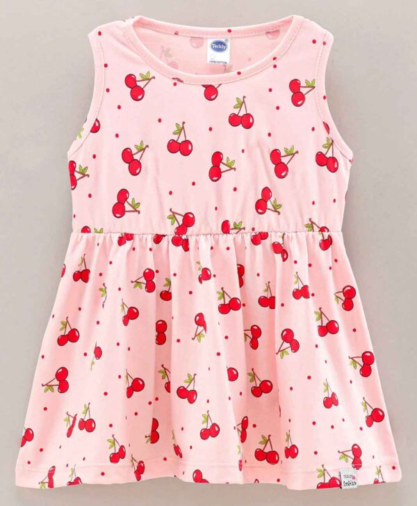 Sleeveless Frock Cherry Print