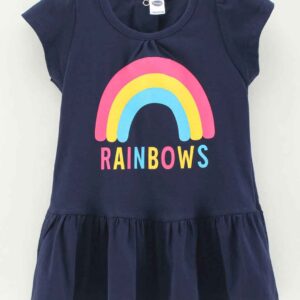 Cap Sleeves Frock Rainbow Print