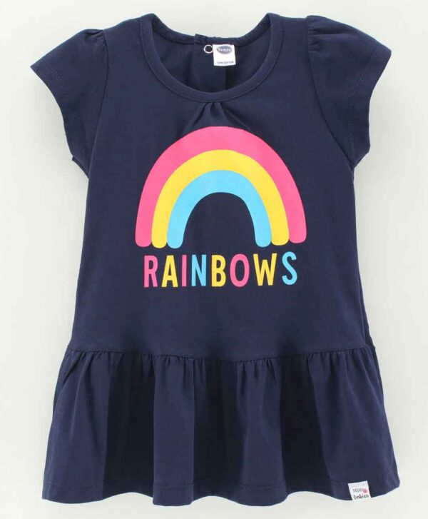 Cap Sleeves Frock Rainbow Print