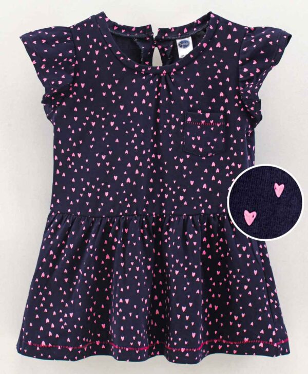 Flutter Sleeves Frock Heart Print