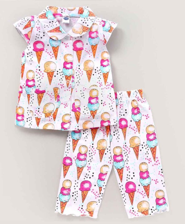 Half Sleeves Cotton Night Suit Ice Cream Print