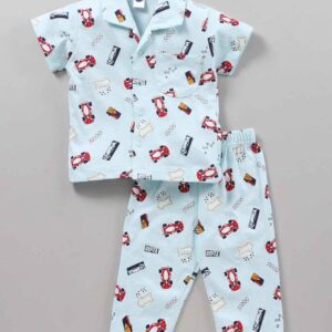 Half Sleeves Pyjama Set Racing Car Print