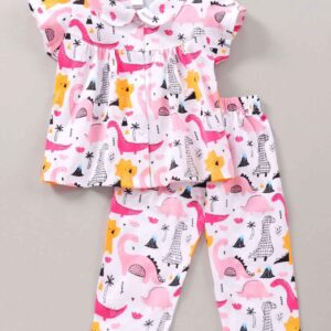 Cap Sleeves Night Suit Dino Print