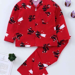 Full Sleeves Night Suit Cat Print