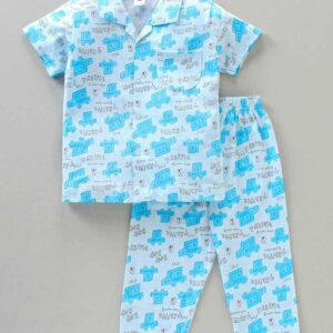 Half Sleeves Night Suit Car Print