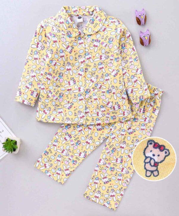 Full Sleeves Pyjama Set Rabbit Print