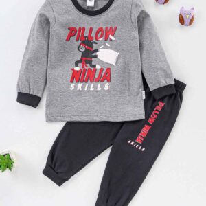 Full Sleeves Tee and Lounge Pant Set Ninja Print