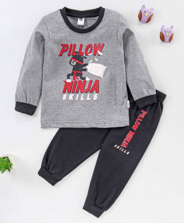 Full Sleeves Tee and Lounge Pant Set Ninja Print