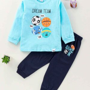 Full Sleeves Tee and Lounge Pant Set Ball Print