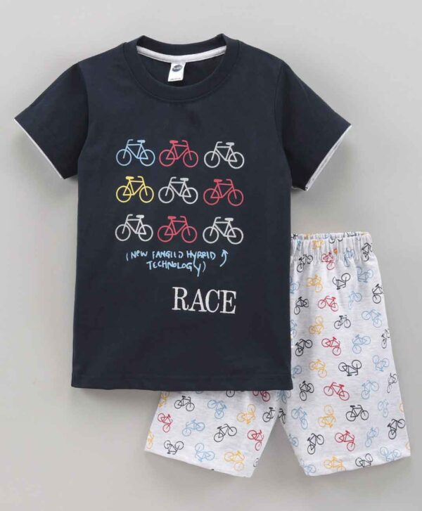 Half Sleeves T-Shirt and Shorts Set Bicycle Print