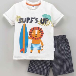 Half Sleeves T-Shirt and Shorts Set Surf Print