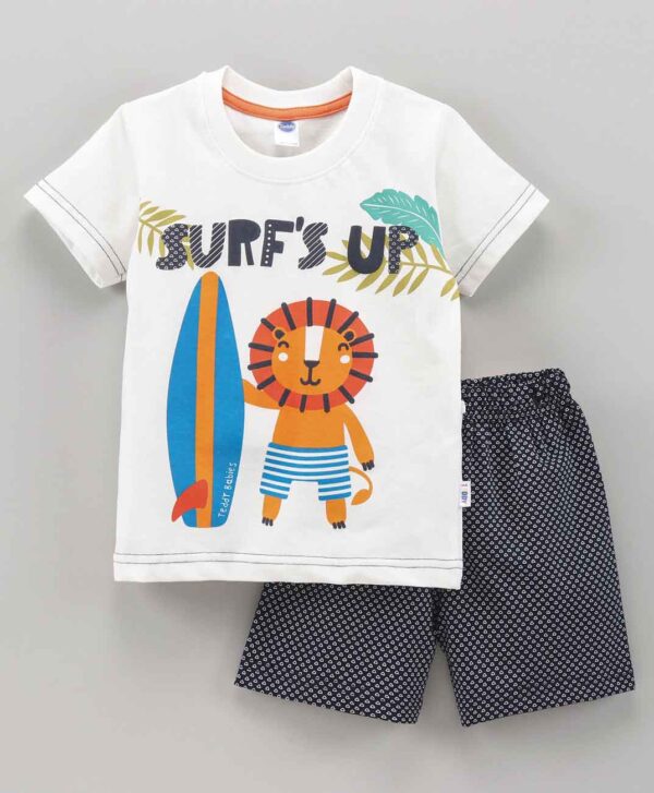 Half Sleeves T-Shirt and Shorts Set Surf Print