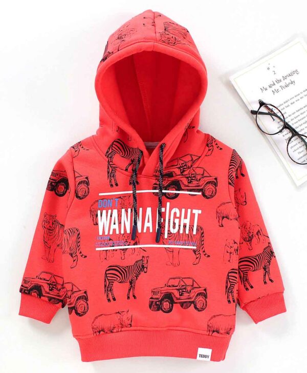 Full Sleeves Printed Hooded Sweatshirt - Image 2