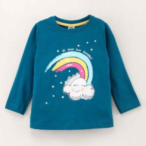 Full Sleeves Cotton Top Cloud & Rainbow Print