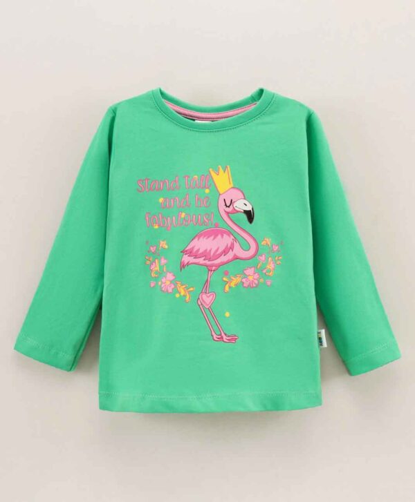 Cotton Full Sleeves T-Shirt Flamingo Printed
