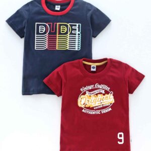 Half Sleeves Tee Text Print Pack of 2