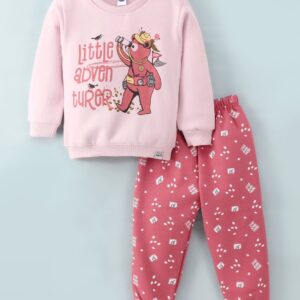 Full Sleeves Fleece Winter Wear Suit Bear Print