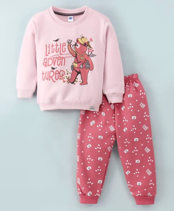 Full Sleeves Fleece Winter Wear Suit Bear Print
